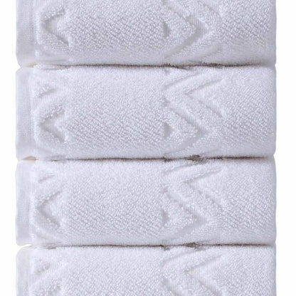 Set of Four Blue Geometric Turkish Cotton 27" X 54" Hand Towels HomeRoots