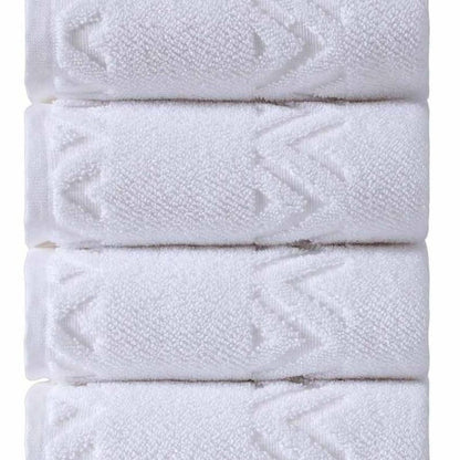Set of Four Blue Geometric Turkish Cotton 27" X 54" Hand Towels HomeRoots