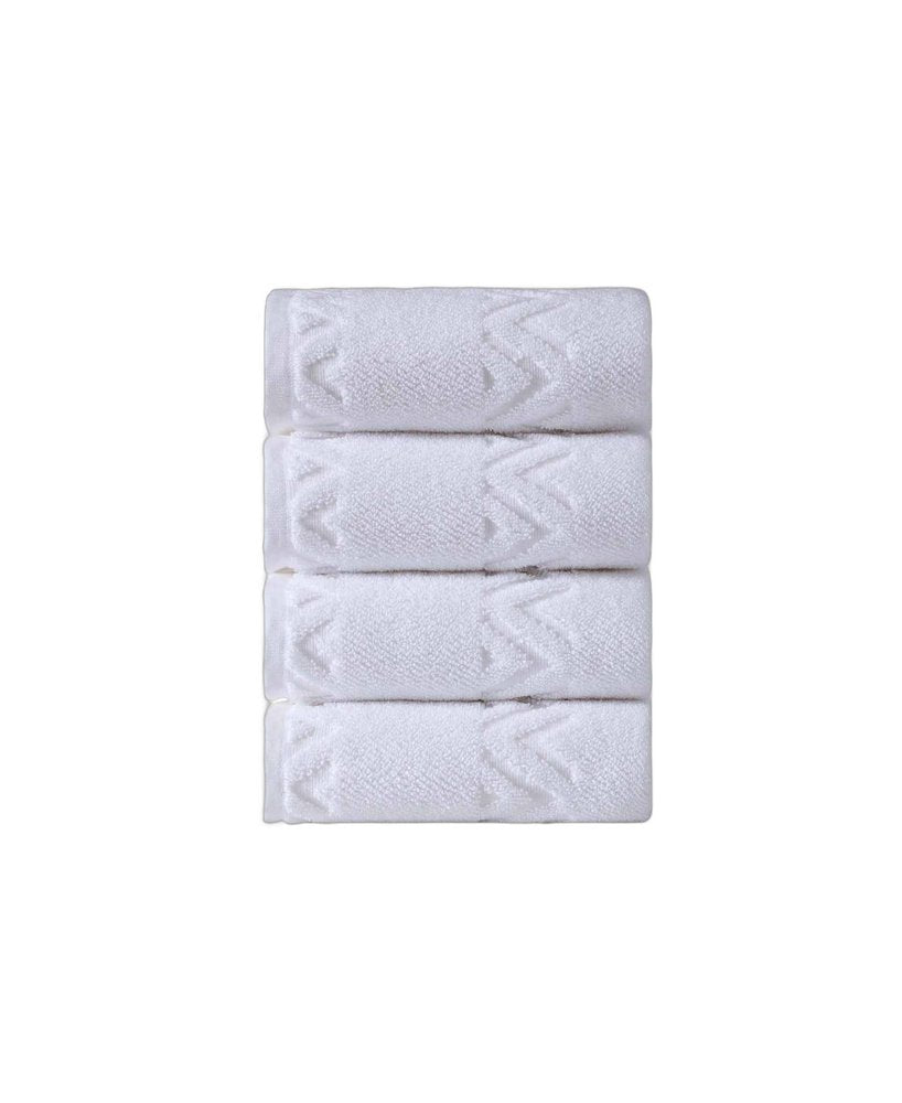 Set of Four Blue Geometric Turkish Cotton 27" X 54" Hand Towels — view 5
