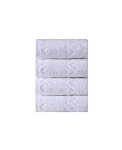 Set of Four Blue Geometric Turkish Cotton 27" X 54" Hand Towels HomeRoots