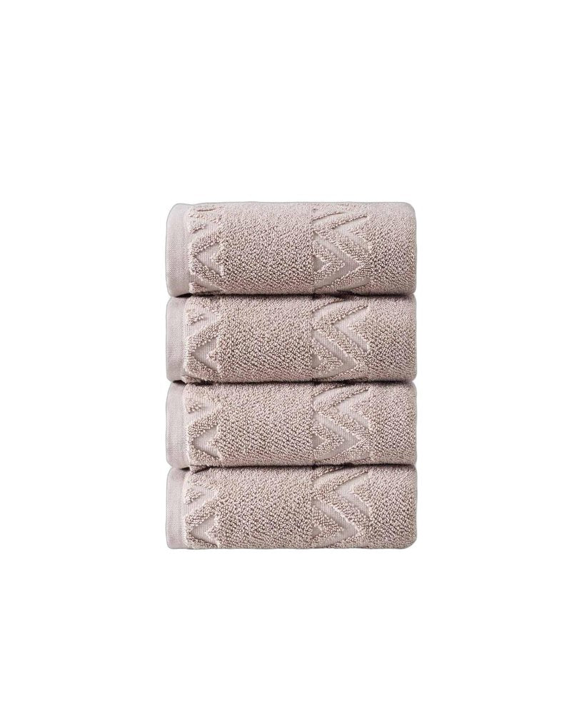 Set of Four Blue Geometric Turkish Cotton 27" X 54" Hand Towels HomeRoots