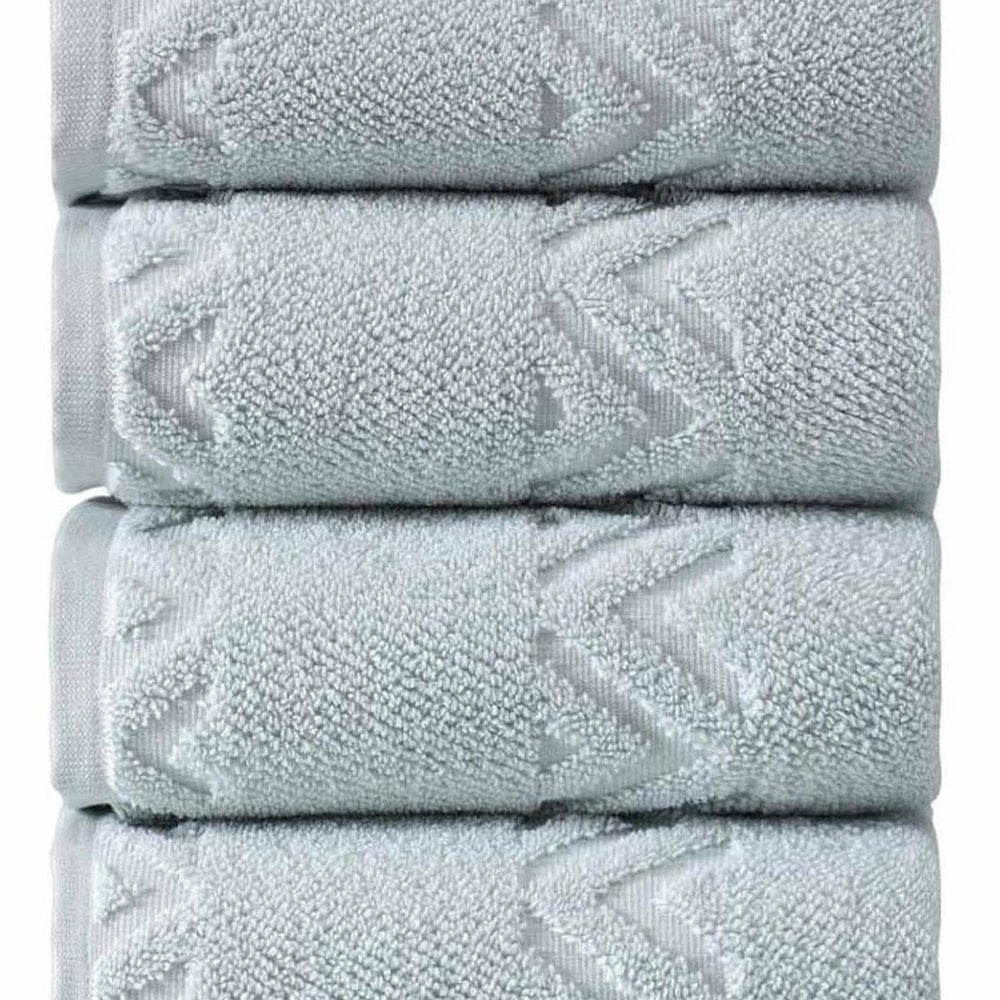 Set of Four Blue Geometric Turkish Cotton 27" X 54" Hand Towels HomeRoots