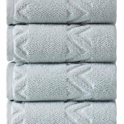 Set of Four Blue Geometric Turkish Cotton 27" X 54" Hand Towels HomeRoots