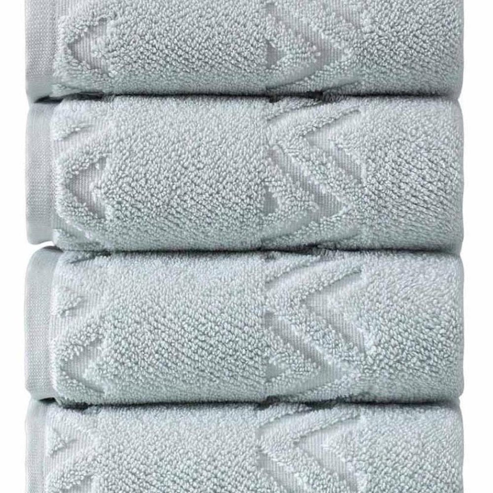 Set of Four Blue Geometric Turkish Cotton 27" X 54" Hand Towels HomeRoots