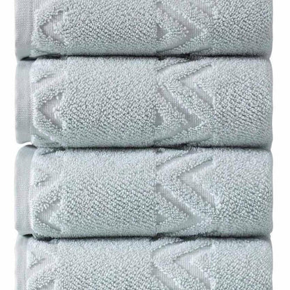 Set of Four Blue Geometric Turkish Cotton 27" X 54" Hand Towels HomeRoots