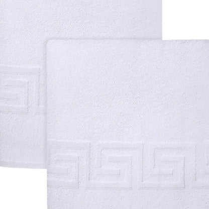 Set of Two White Greek Key Turkish Cotton 40" X 60" Bath Sheets HomeRoots