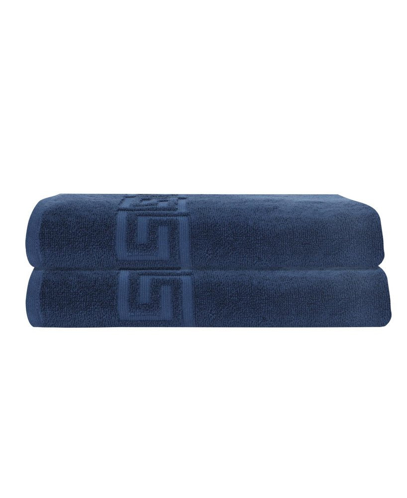 Set of Two White Greek Key Turkish Cotton 40" X 60" Bath Sheets — view 8