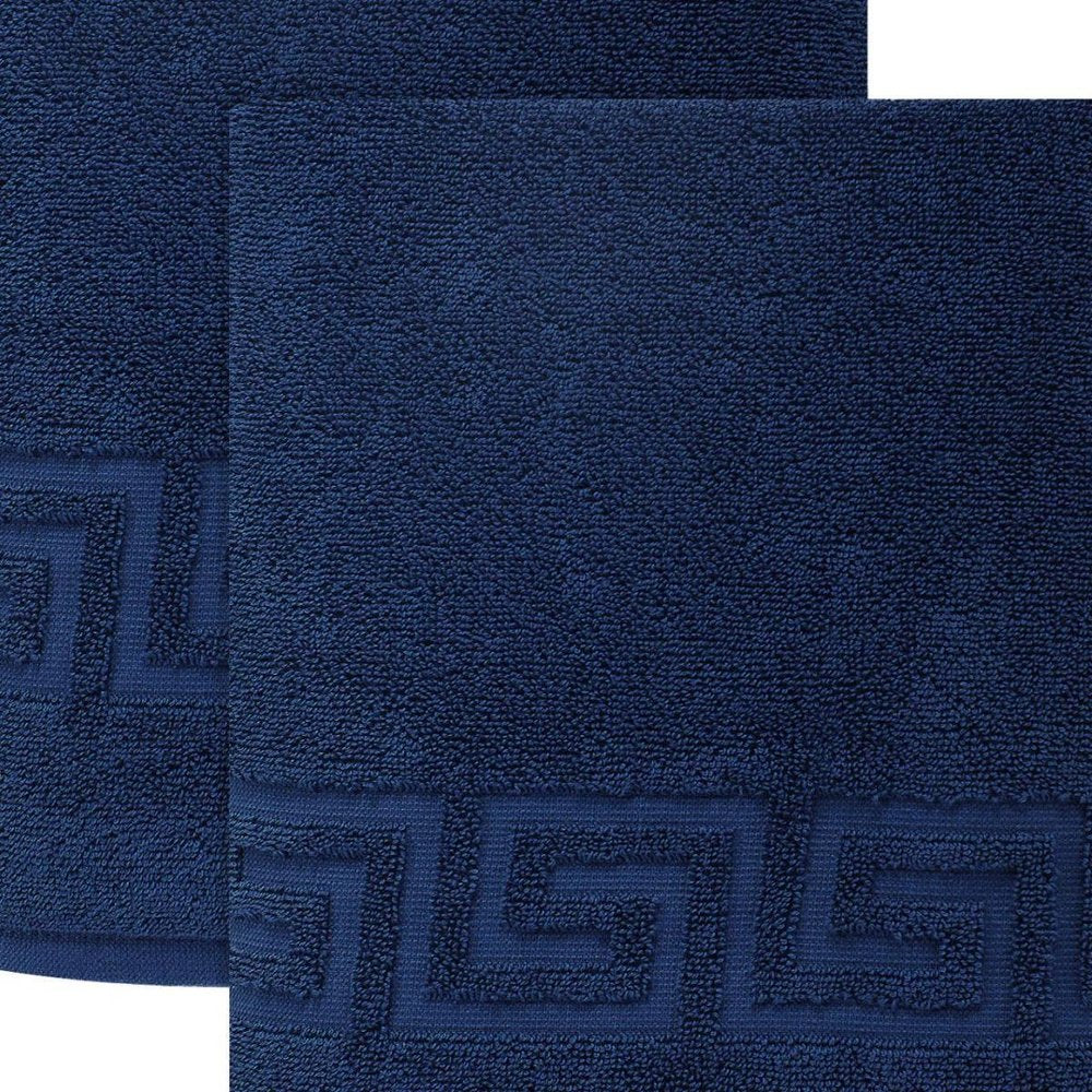 Set of Two White Greek Key Turkish Cotton 40" X 60" Bath Sheets HomeRoots
