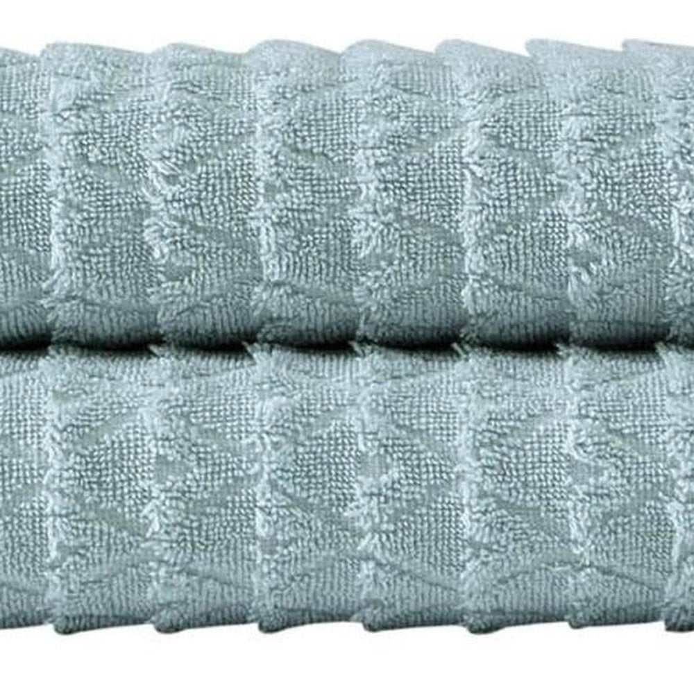 Set of Two White Geometric Turkish Cotton 27" X 54" Bath Towels — view 9