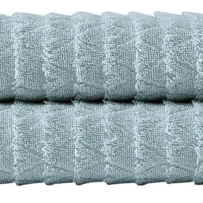 Set of Two White Geometric Turkish Cotton 27" X 54" Bath Towels HomeRoots