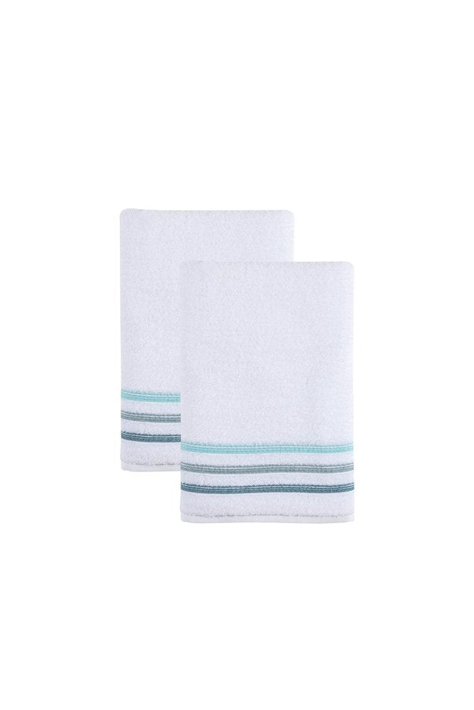 Set of Two White Turkish Cotton 27" X 54" Bath Towels — view 2
