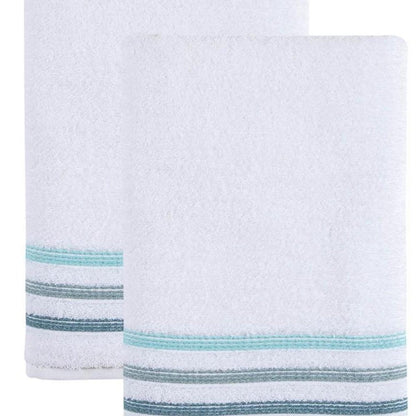 Set of Two White Turkish Cotton 27" X 54" Bath Towels HomeRoots