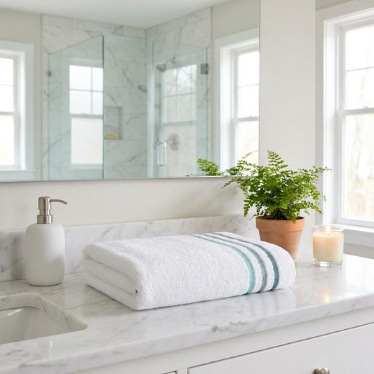Set of Two White Turkish Cotton 27" X 54" Bath Towels