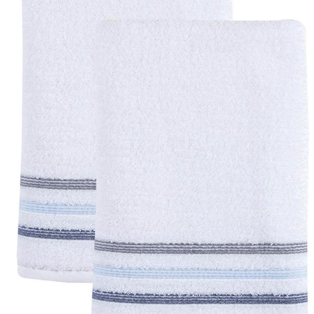 Set of Two White Turkish Cotton 27" X 54" Bath Towels — view 9