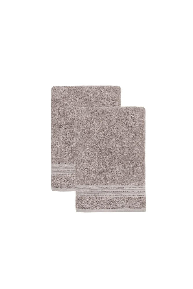Set of Two Light Brown Turkish Cotton 27" X 54" Bath Towels — view 1