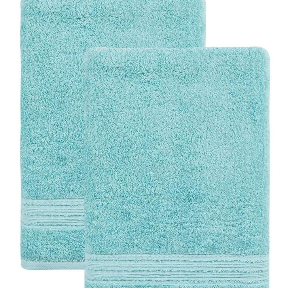 Set of Two Aqua Turkish Cotton 27" X 54" Bath Towels — view 6