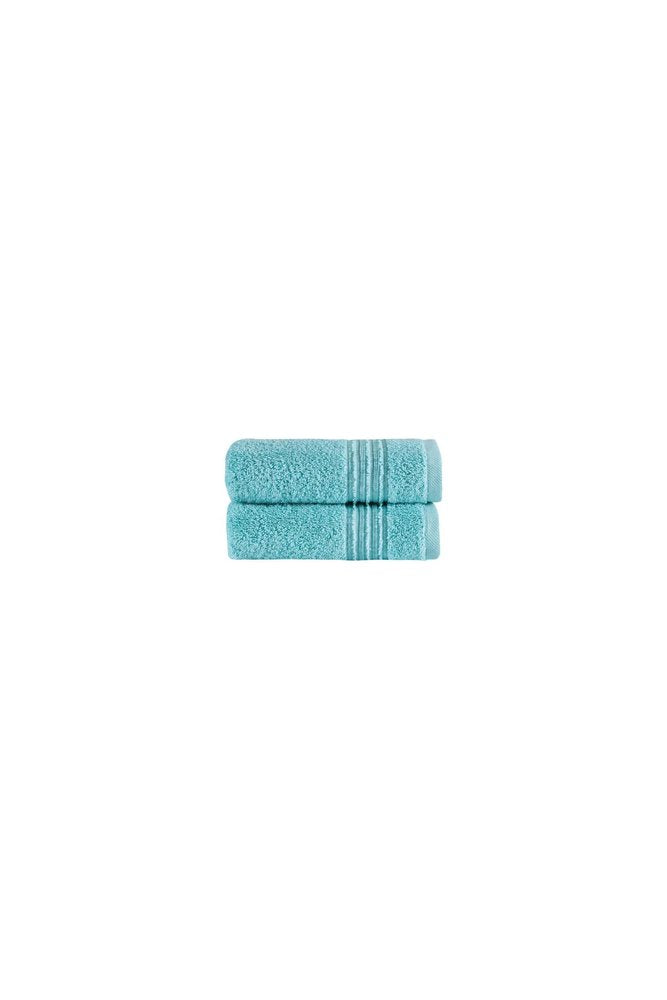 Set of Two Aqua Turkish Cotton 16" X 30" Hand Towels — view 6
