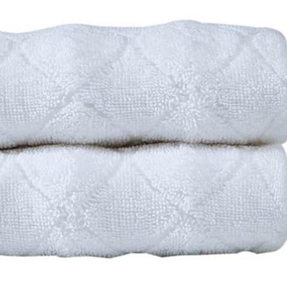Set of Two Light Brown Geometric Turkish Cotton 16" X 30" Hand Towels — view 3