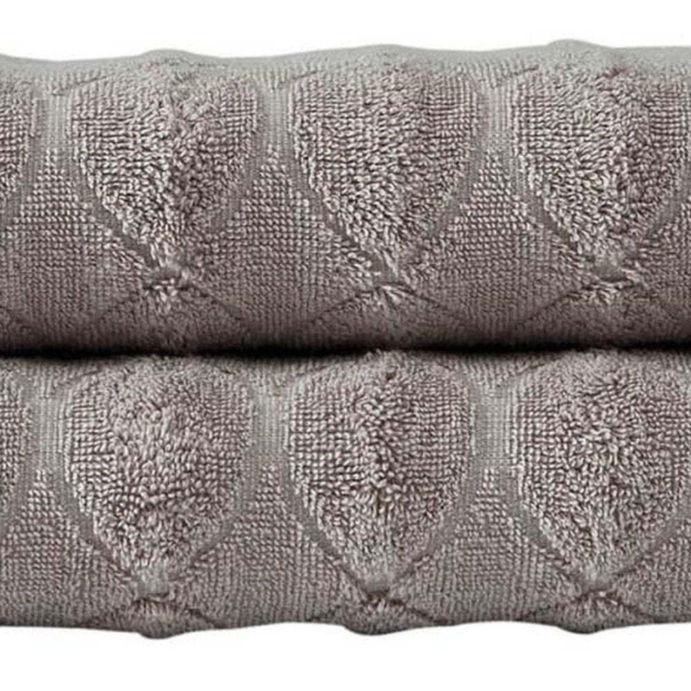 Set of Two White Geometric Turkish Cotton 27" X 54" Bath Towels — view 9
