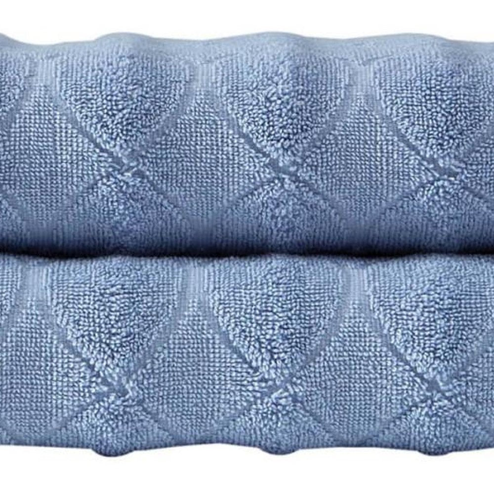 Set of Two White Geometric Turkish Cotton 27" X 54" Bath Towels — view 14