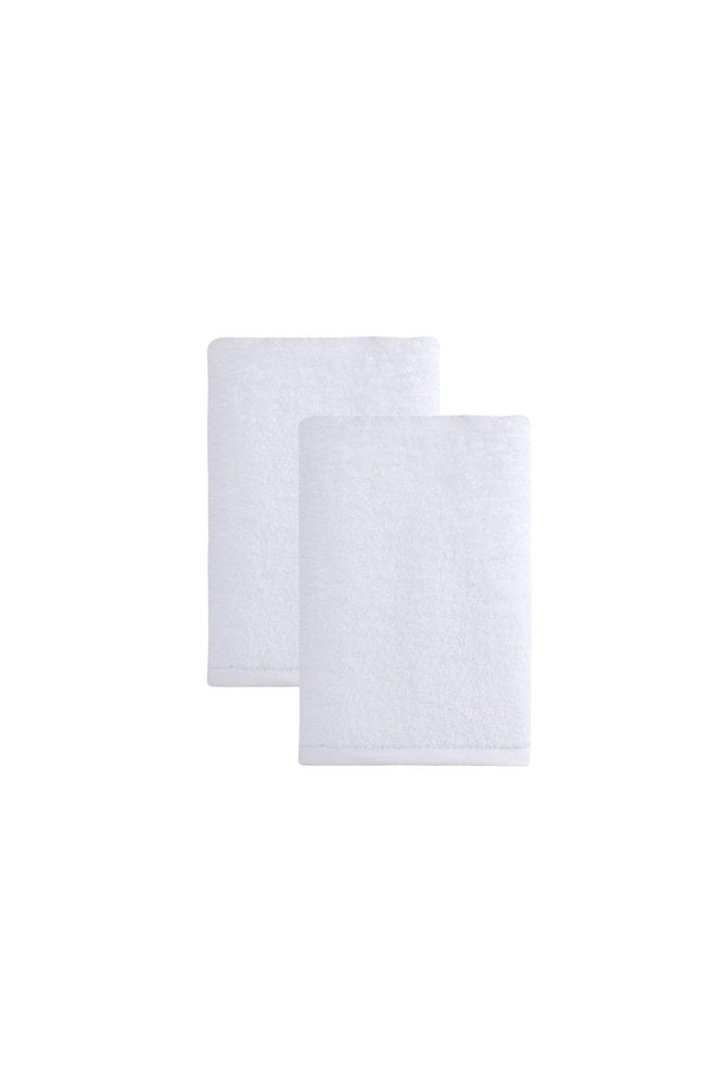 Set of Two White Turkish Cotton 27" X 54" Bath Towels HomeRoots