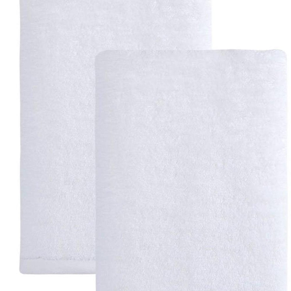 Set of Two White Turkish Cotton 27" X 54" Bath Towels — view 3