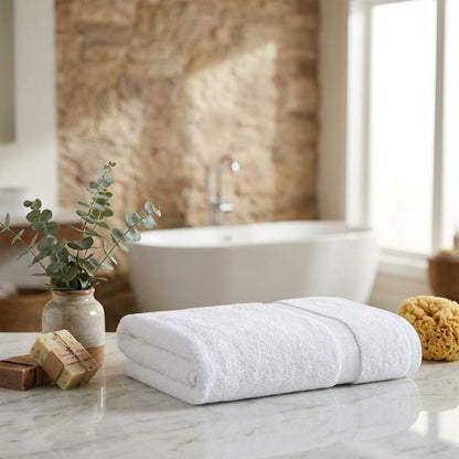 Set of Two White Turkish Cotton 27" X 54" Bath Towels HomeRoots