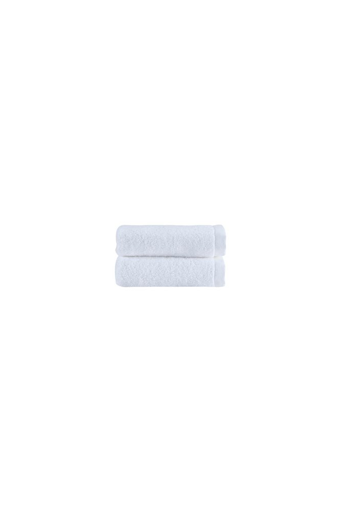 Set of Two White Turkish Cotton 16" X 30" Hand Towels — view 2