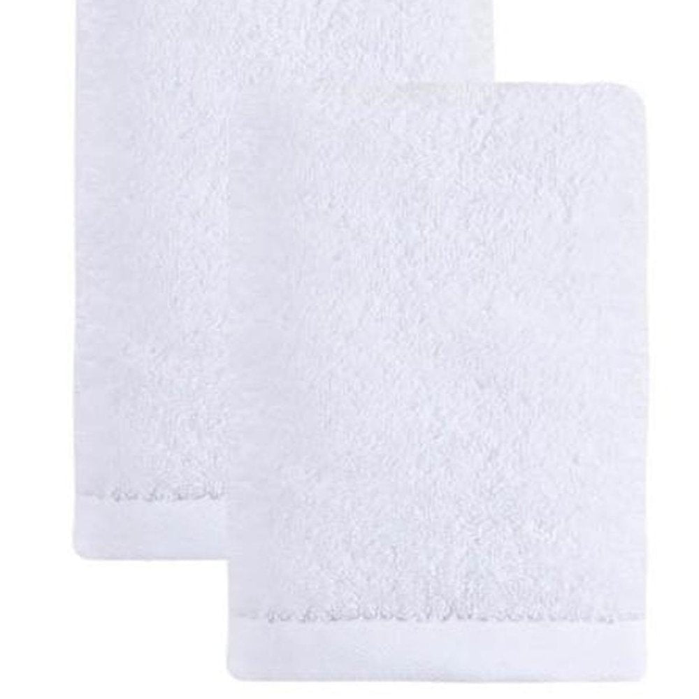 Set of Two White Turkish Cotton 16" X 30" Hand Towels — view 3