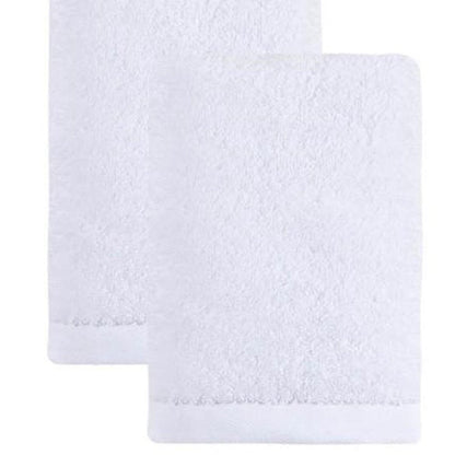 Set of Two White Turkish Cotton 16" X 30" Hand Towels HomeRoots