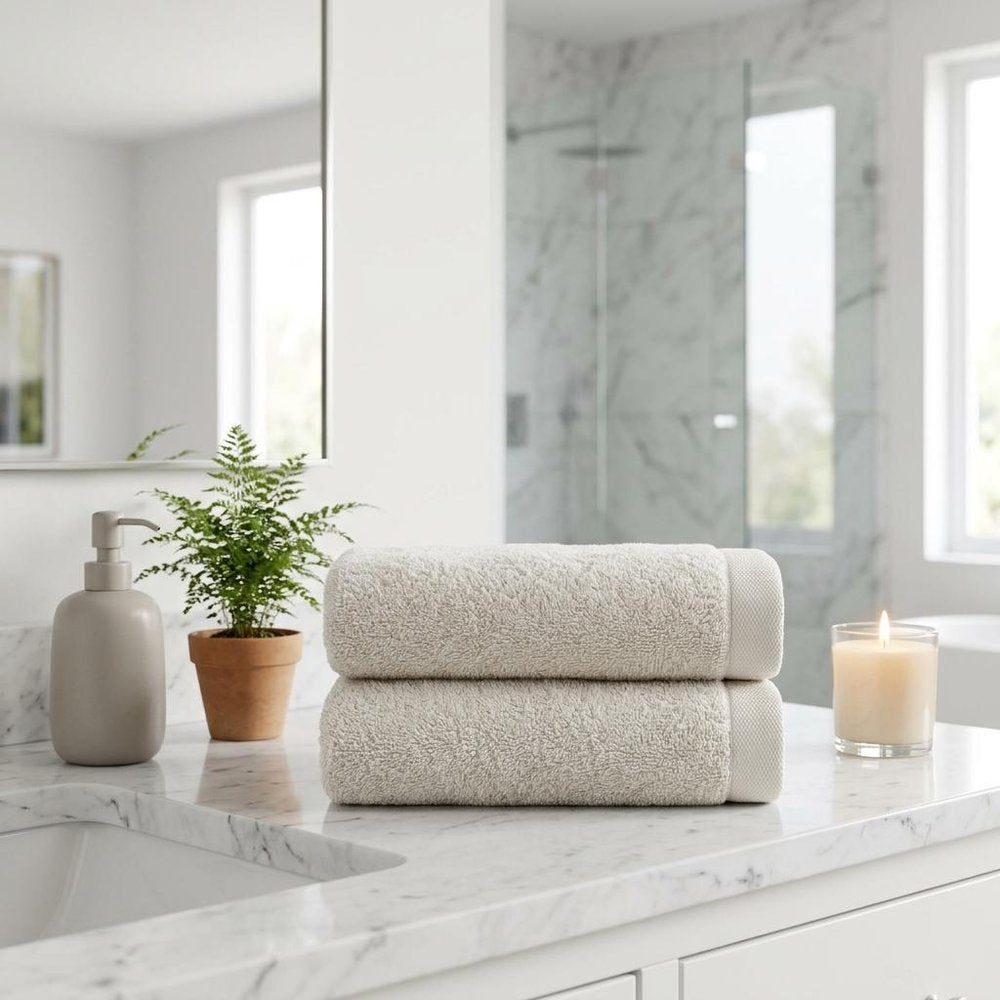 Set of Two White Turkish Cotton 16" X 30" Hand Towels — view 10