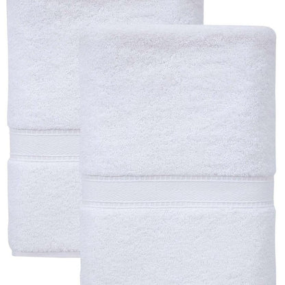 Set of Two White Turkish Cotton 27" X 54" Bath Towels HomeRoots