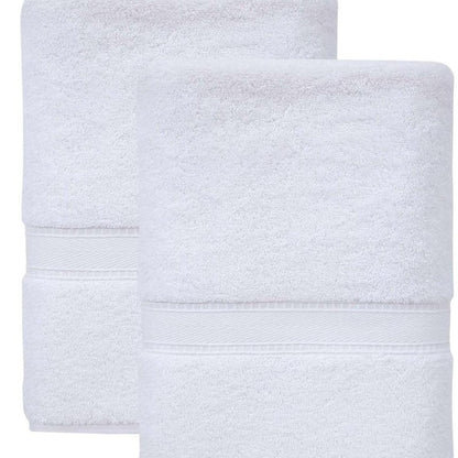 Set of Two White Turkish Cotton 27" X 54" Bath Towels HomeRoots