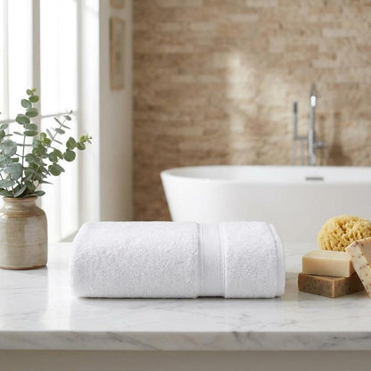 Set of Two White Turkish Cotton 27" X 54" Bath Towels HomeRoots