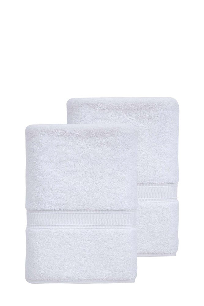 Set of Two White Turkish Cotton 27" X 54" Bath Towels — view 3