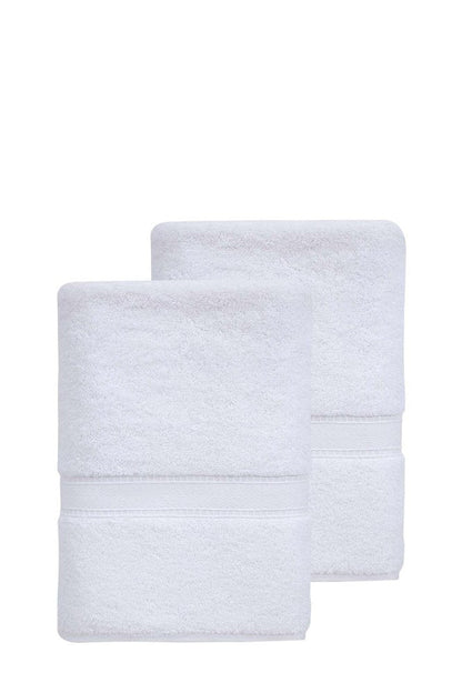 Set of Two White Turkish Cotton 27" X 54" Bath Towels HomeRoots