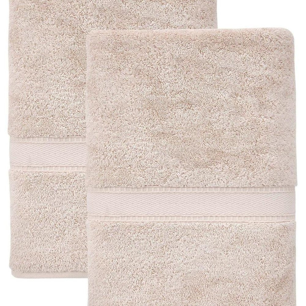 Set of Two White Turkish Cotton 27" X 54" Bath Towels HomeRoots