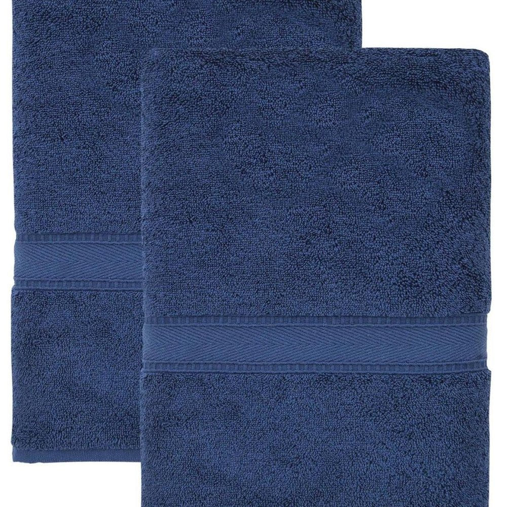 Set of Two White Turkish Cotton 27" X 54" Bath Towels HomeRoots