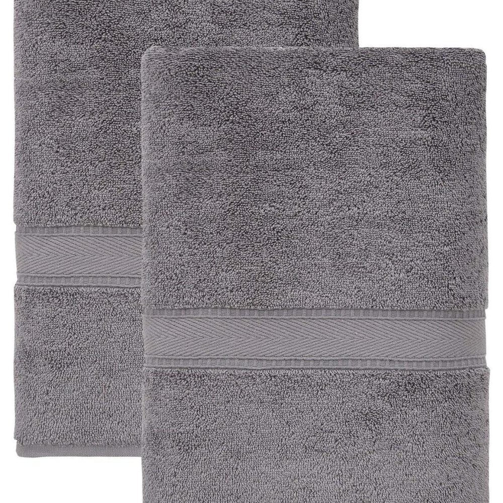 Set of Two White Turkish Cotton 27" X 54" Bath Towels — view 17