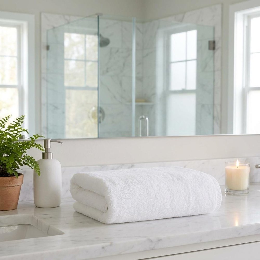 Set of Two White Turkish Cotton 40" X 70" Bath Sheets — view 4