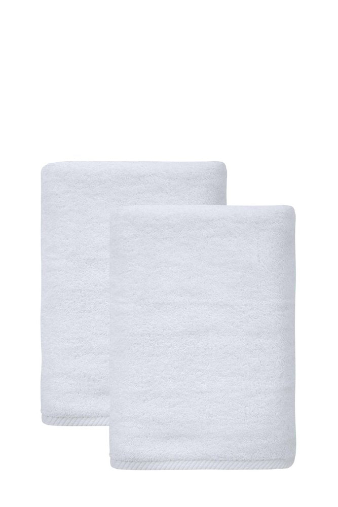 Set of Two White Turkish Cotton 27" X 54" Bath Towels HomeRoots
