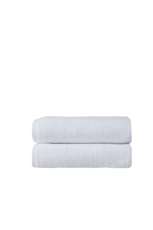 Set of Two White Turkish Cotton 27" X 54" Bath Towels