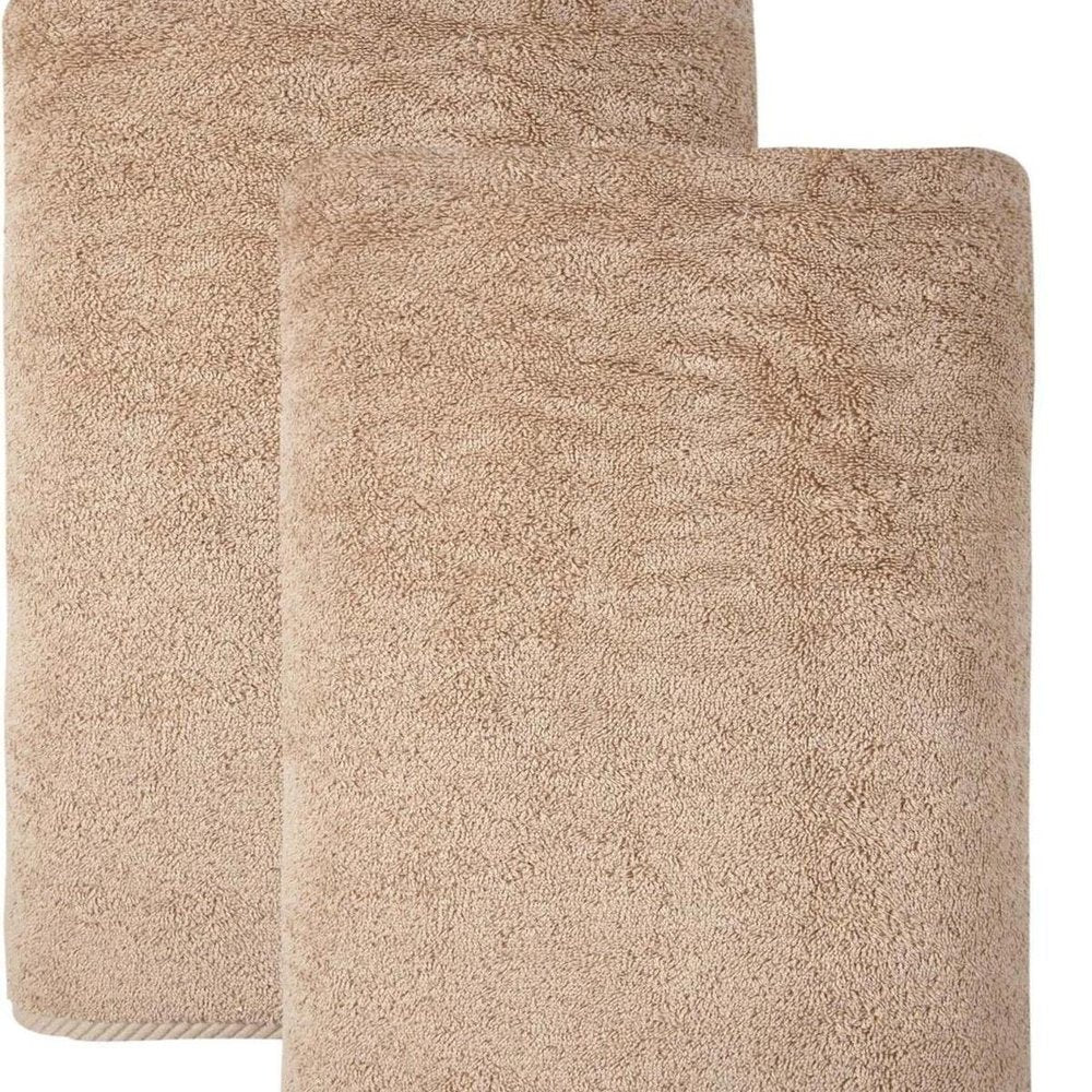 Set of Two White Turkish Cotton 27" X 54" Bath Towels HomeRoots