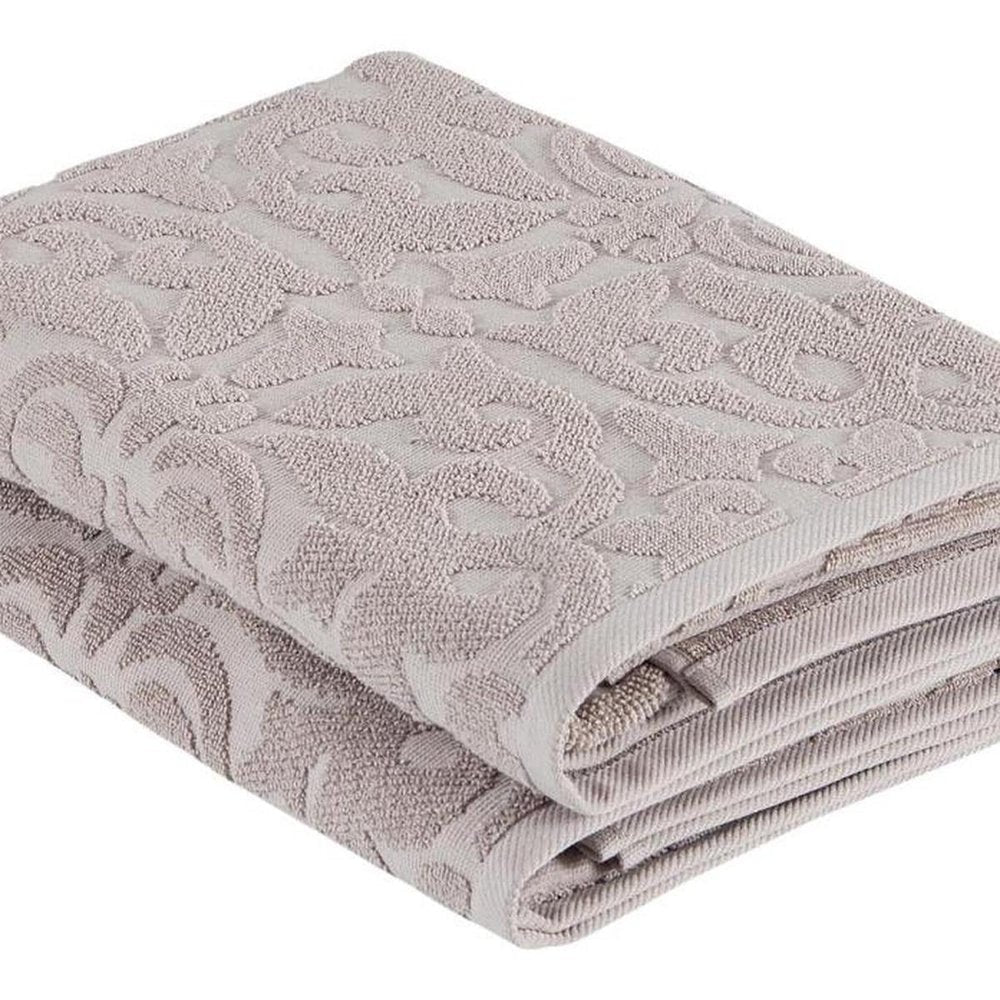 Set of Two Brown Floral Turkish Cotton 27" X 54" Bath Towels — view 6