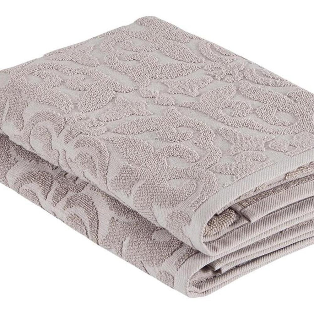 Set of Two Brown Floral Turkish Cotton 27" X 54" Bath Towels — view 5