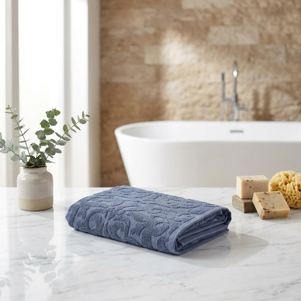 Set of Two Brown Floral Turkish Cotton 27" X 54" Bath Towels — view 7