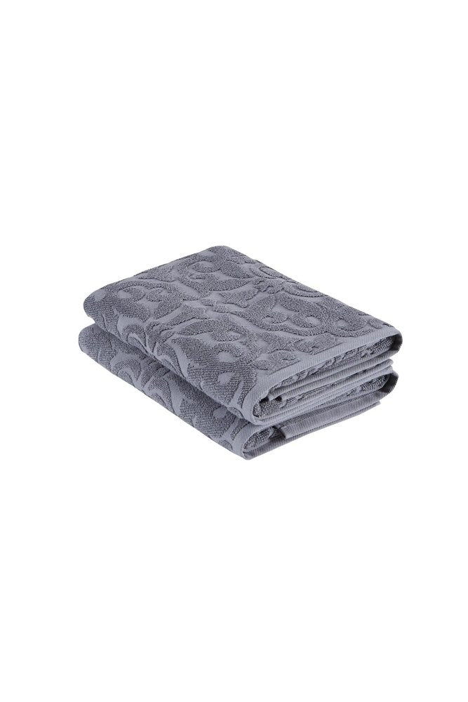 Set of Two Brown Floral Turkish Cotton 27" X 54" Bath Towels HomeRoots
