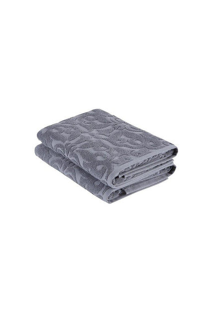 Set of Two Brown Floral Turkish Cotton 27" X 54" Bath Towels HomeRoots