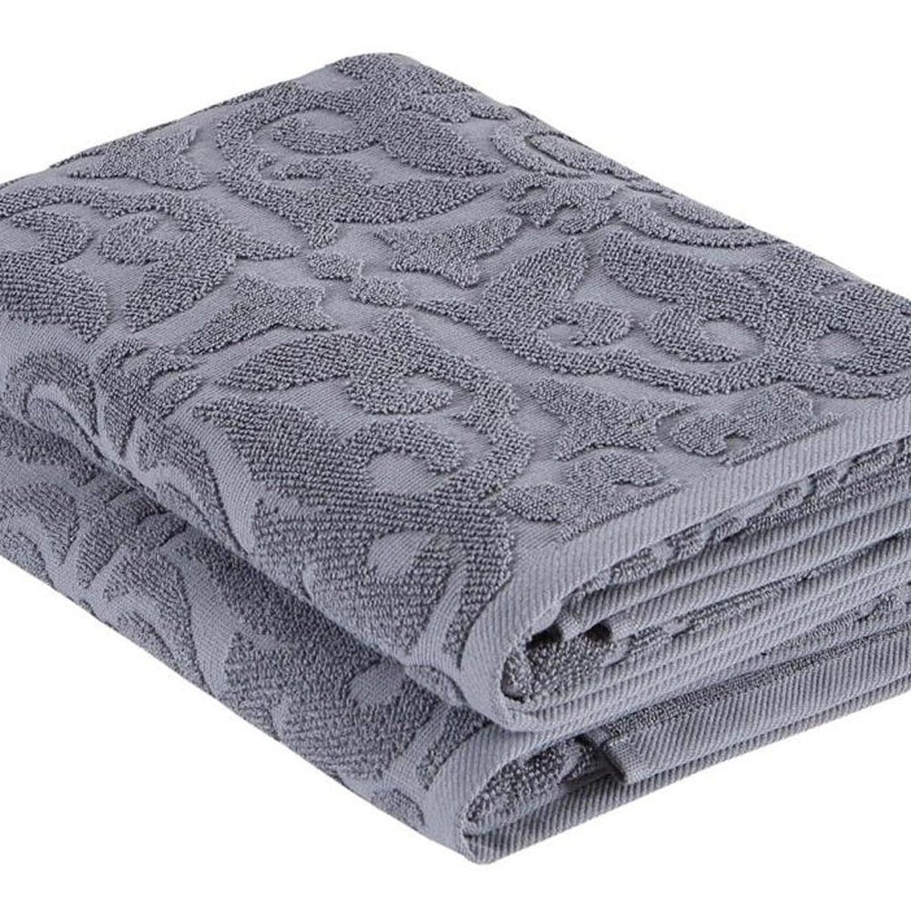 Set of Two Brown Floral Turkish Cotton 27" X 54" Bath Towels — view 15