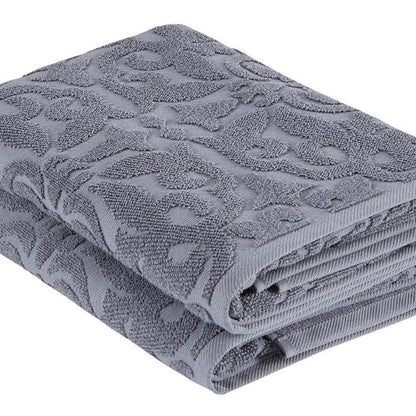Set of Two Brown Floral Turkish Cotton 27" X 54" Bath Towels HomeRoots